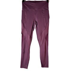 Fabletics Tights PureLuxe Womens Full Length Athletic Wine Burgundy Red Mesh XXS